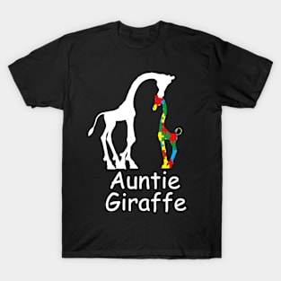 Womens Autism Auntie Giraffe Puzzle Piece Autism Awareness T-Shirt